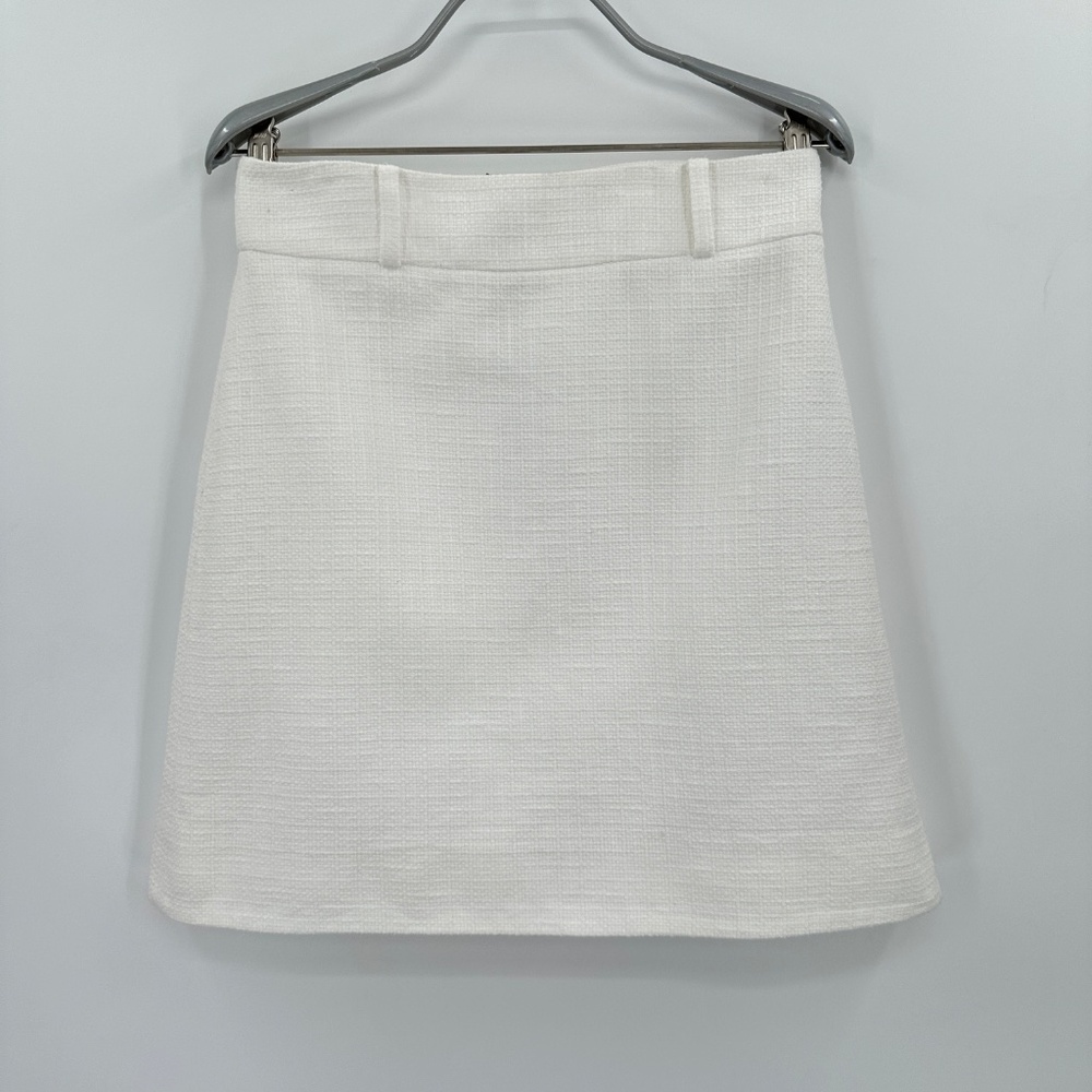 Kate Spade New York White Tweed A-Line Mini Skirt size 4 Women's 100% Cotton
